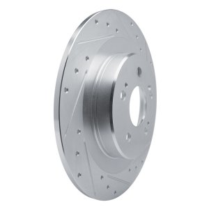 Acura TLX Brake Rotor (1) - Rear Right - R1 Concepts - Drilled & Slotted - Silver - `21-`25